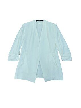 Mod Ref Women's M White  Open Front Long Sleeve Blazer Ruched Sleeve P0866